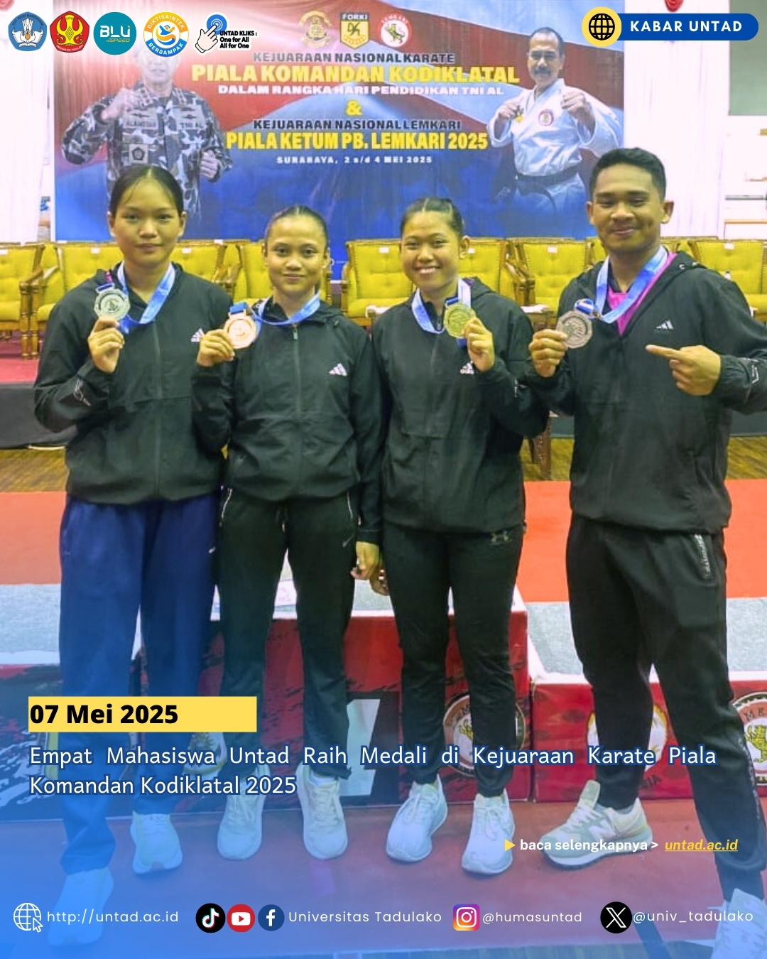 Empat mahasiswa Universitas Tadulako (Untad) kembali menorehkan prestasi gemilang dalam ajang Ke